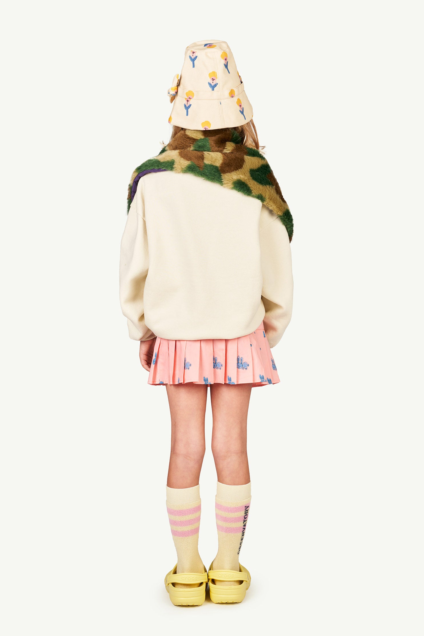 The Animals Observatory Bear Kid's Sweatshirt White Yellow Cat | BIEN BIEN bienbienshop.com