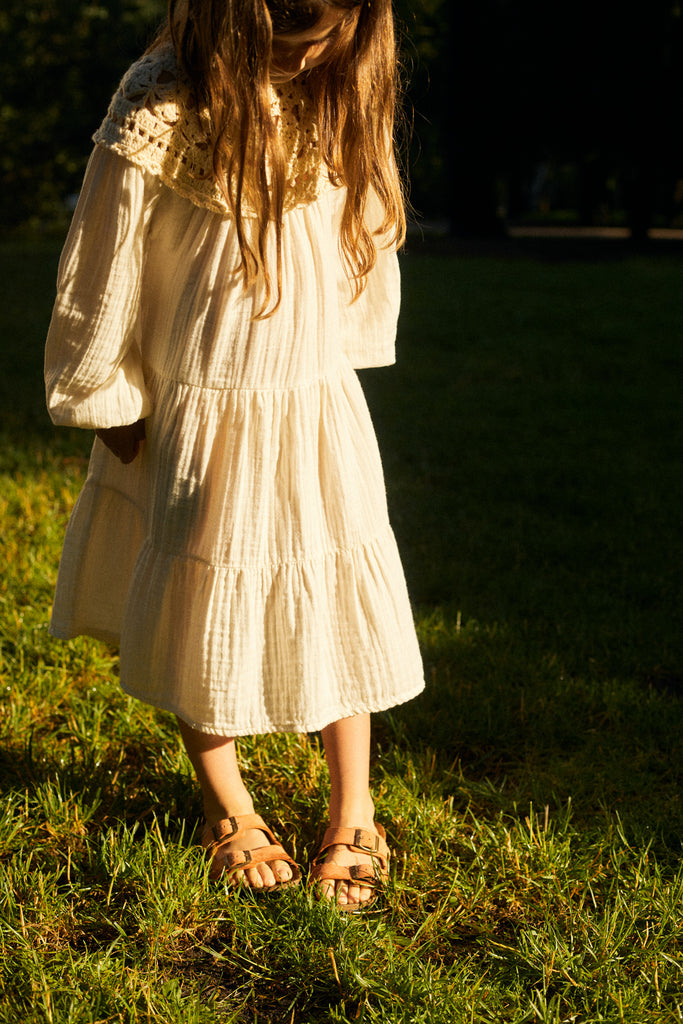 The New Society Artemisa Kid's Prairie Dress Vanilla Crochet | BIEN BIEN bienbienshop.com