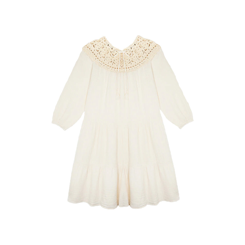 The New Society Artemisa Kid's Dress Vanilla Crochet | BIEN BIEN bienbienshop.com