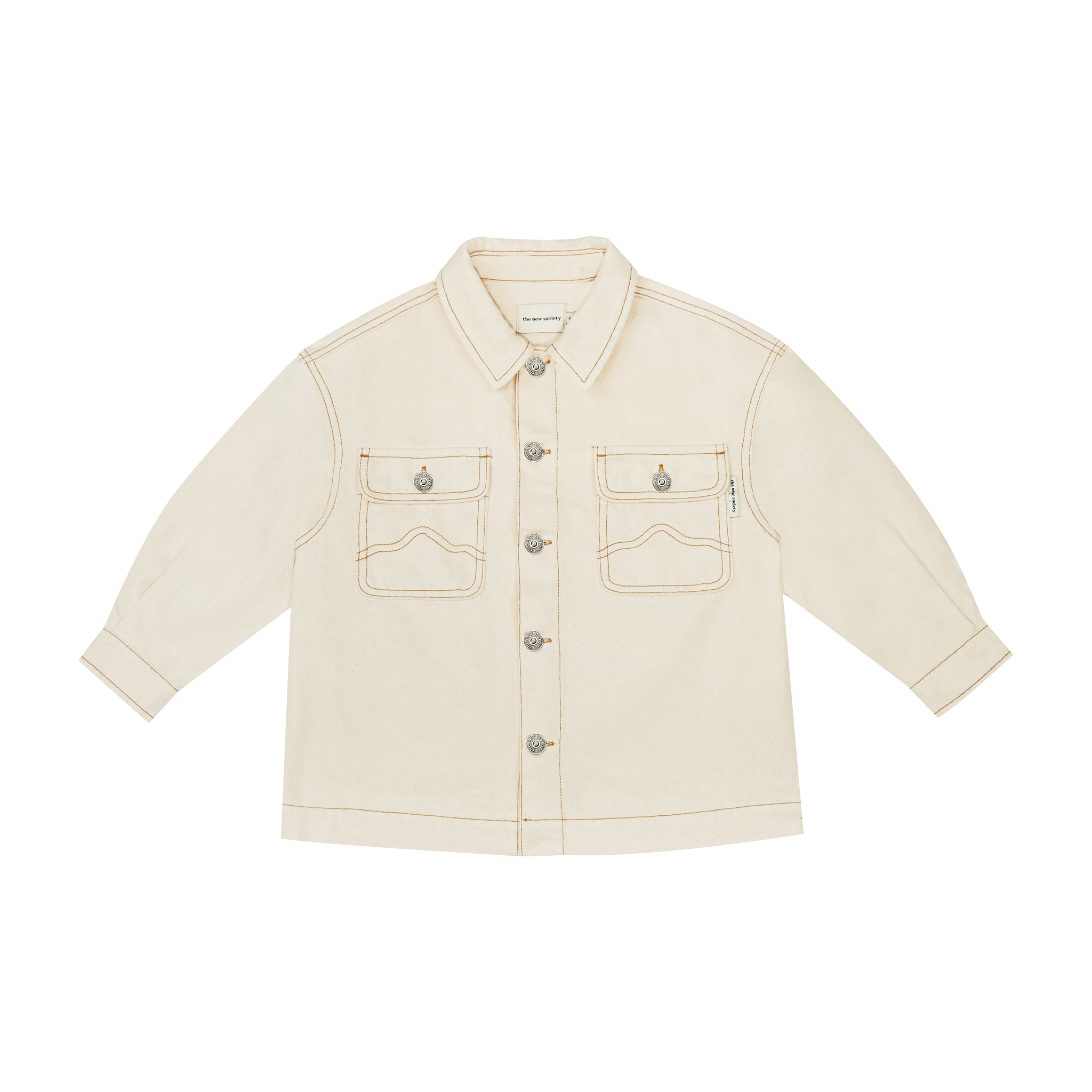 The New Society Raw Undyed Denim Kid's Overshirt Vanilla | BIEN BIEN bienbienshop.com