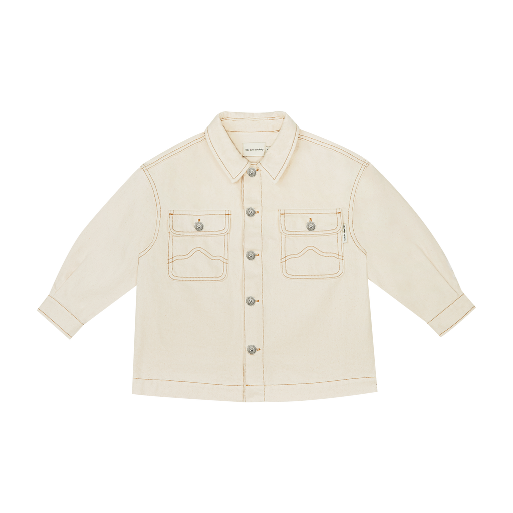 The New Society Raw Undyed Denim Kid's Overshirt Vanilla | BIEN BIEN bienbienshop.com