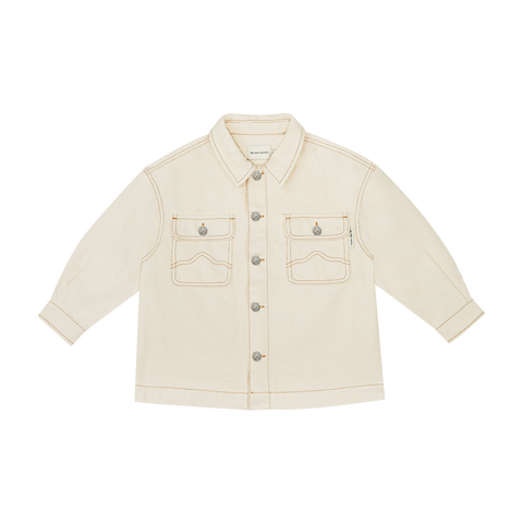 The New Society Raw Undyed Denim Kid's Overshirt Vanilla | BIEN BIEN bienbienshop.com