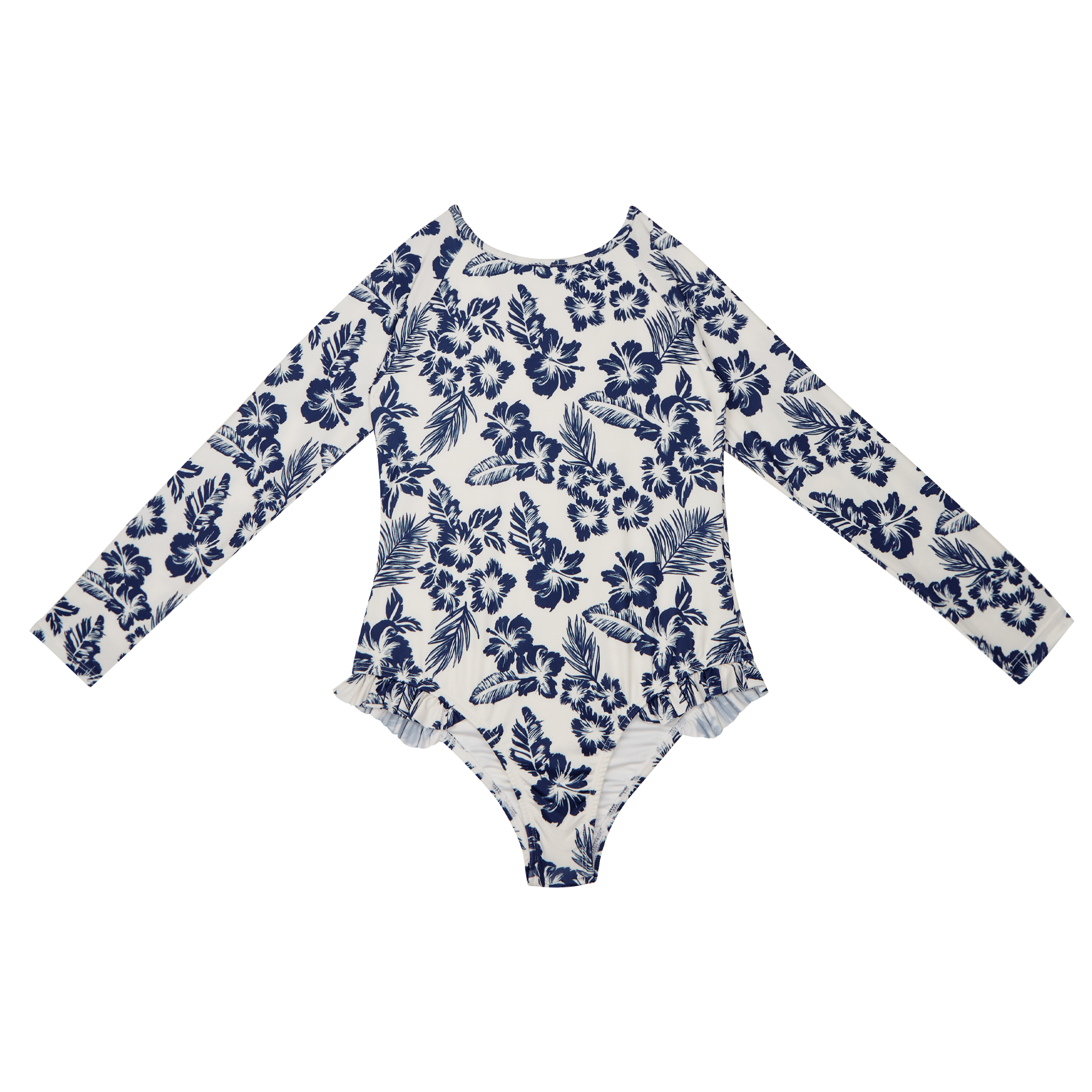 The New Society Hibiscus Girl's Long Sleeve Swimsuit White | BIEN BIEN bienbienshop.com