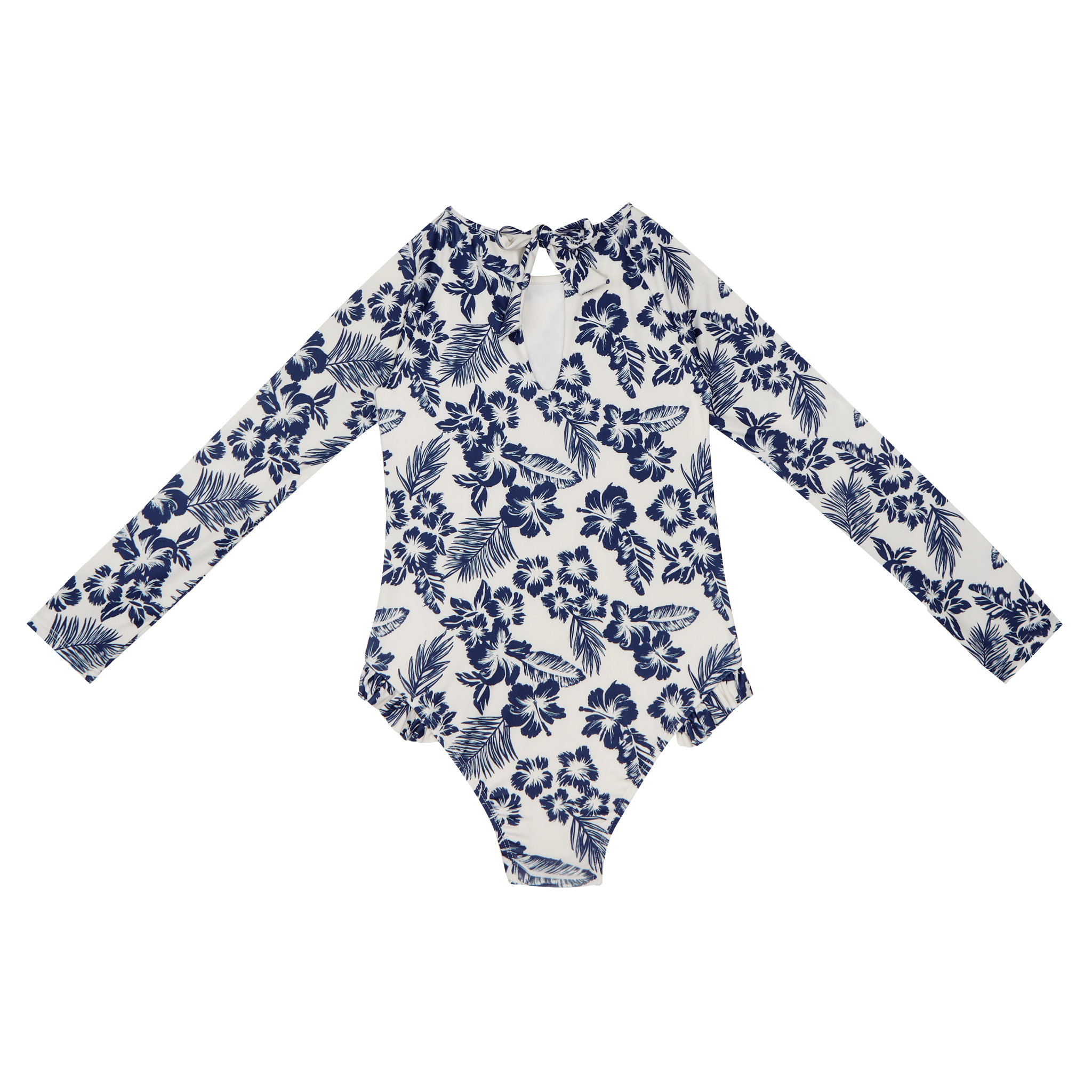 The New Society Hibiscus Girl's Long Sleeve Swimsuit White | BIEN BIEN bienbienshop.com
