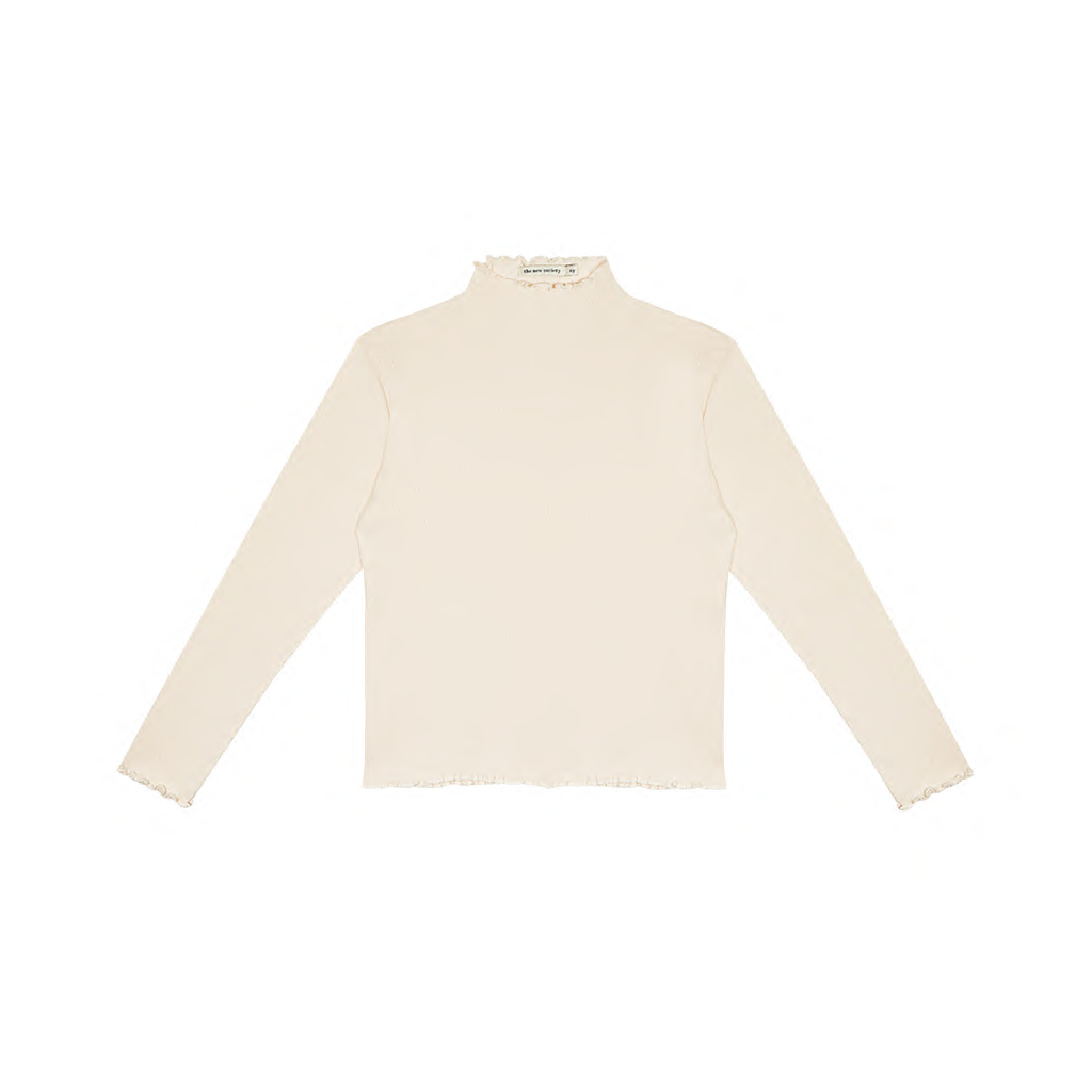 NEW The New Society Betsy Kid's Long Sleeve Mock Neck Tee Natural | BIEN BIEN bienbienshop.com