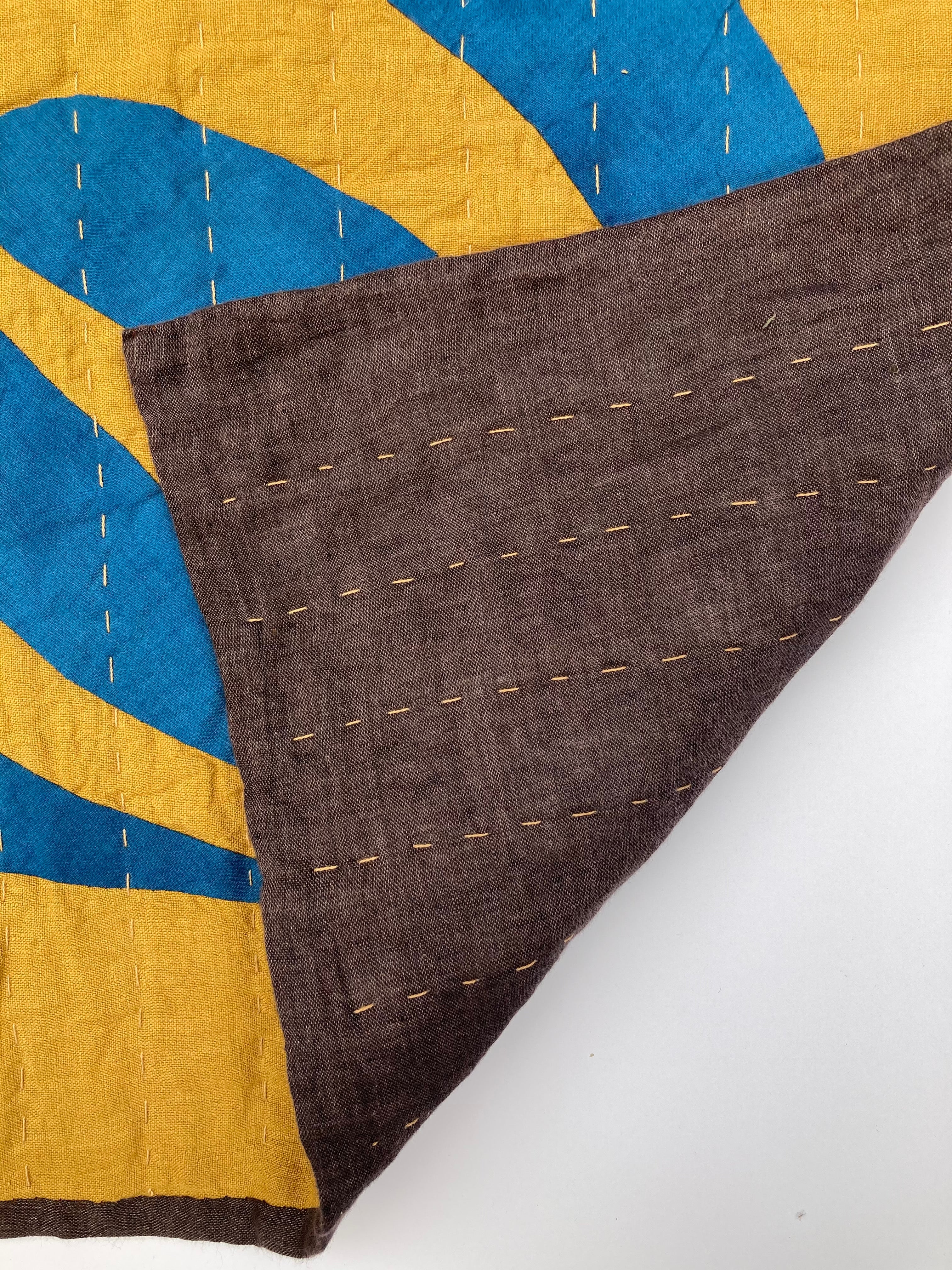 Vanessa Chow Ocean Pacific West Blue Octopus Quilt Mustard | BIEN BIEN