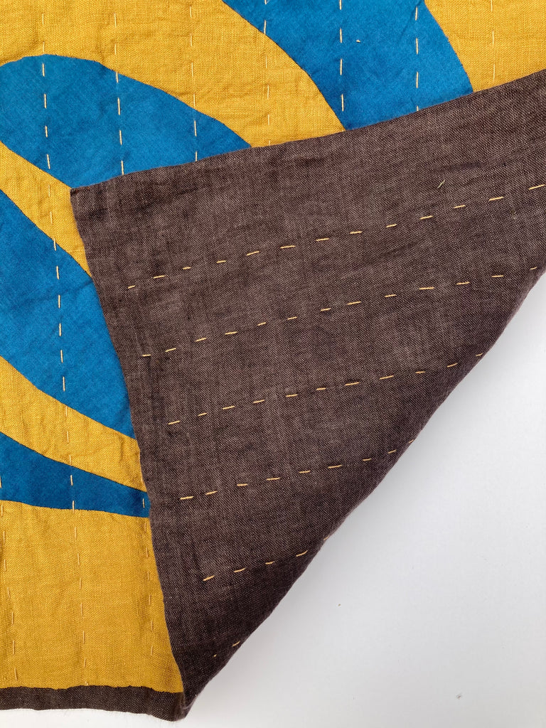 Vanessa Chow Ocean Pacific West Blue Octopus Quilt Mustard | BIEN BIEN