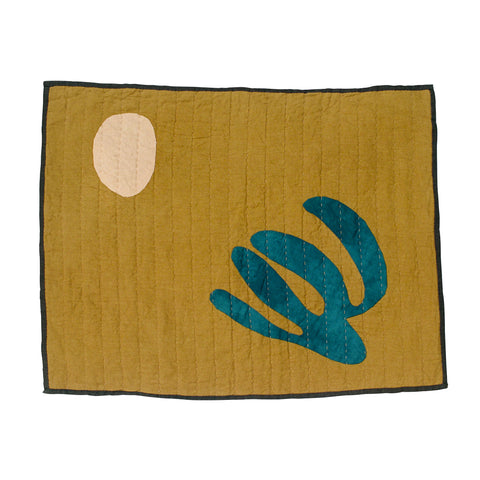 Vanessa Chow Ocean Pacific West Blue Octopus Quilt Mustard | BIEN BIEN