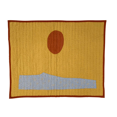 Vanessa Chow Ocean Pacific West Embroidered Shells Quilt Mustard/Burnt Orange | BIEN BIEN