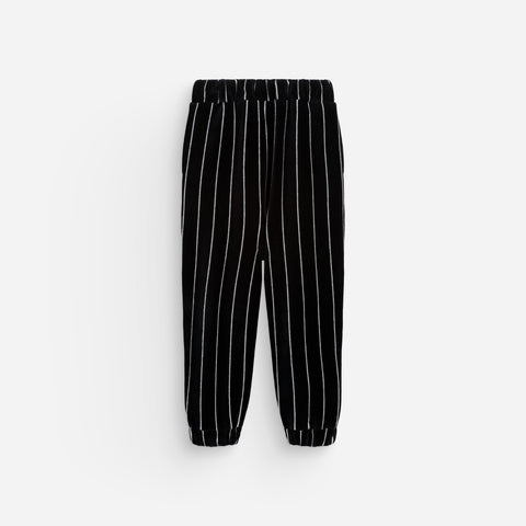 NEW We Are Kids Max Kid's Velour Baggy Jogger Pant Black/White Stripe | BIEN BIEN