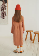 Weekend House Kids Peggy Kid's Dress Brick Embroidered Organic Cotton | BIEN BIEN bienbienshop.com