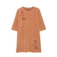 Weekend House Kids Peggy Kid's Dress Brick Embroidered Organic Cotton | BIEN BIEN bienbienshop.com