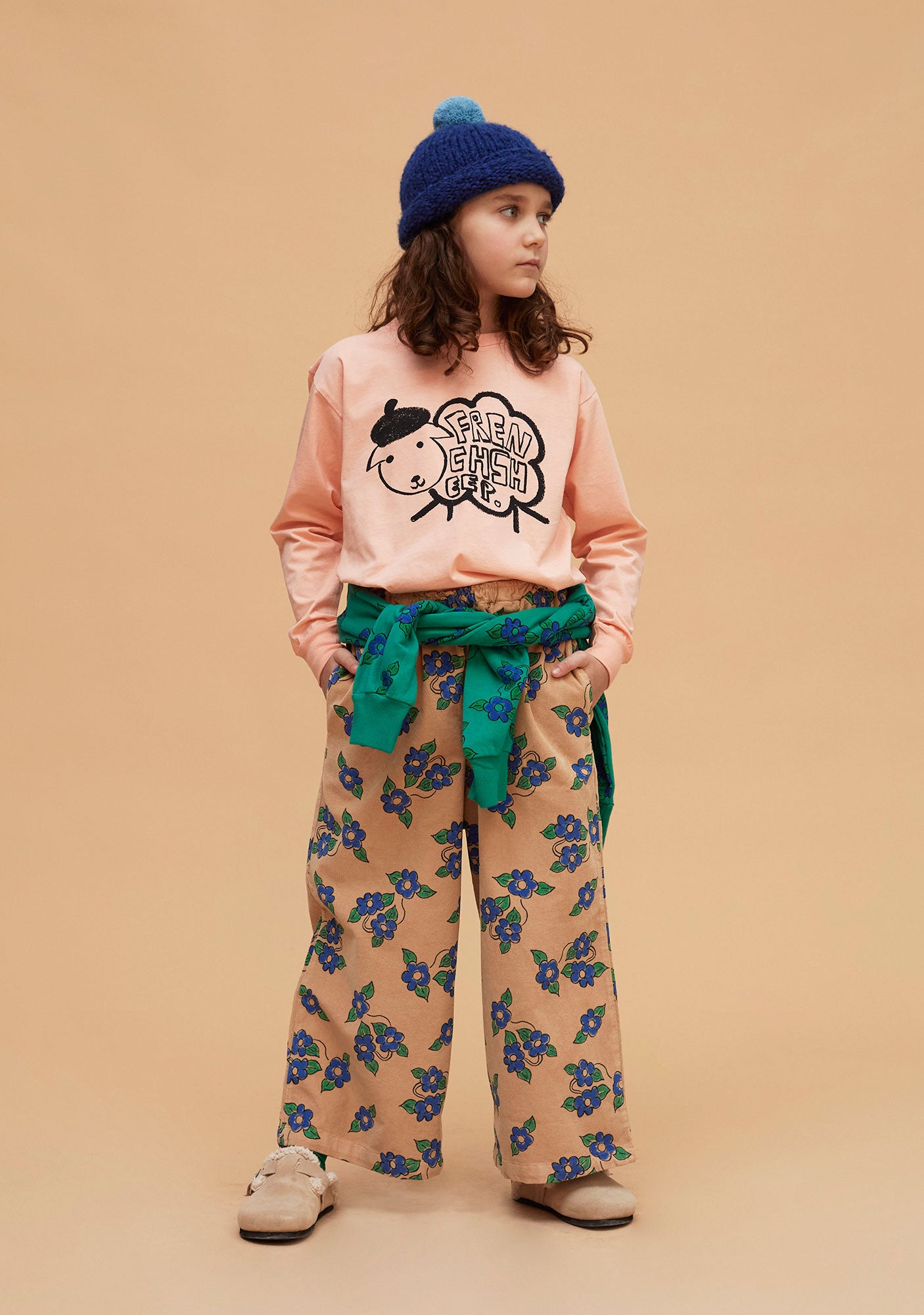 Weekend House Kids Flower Printed Wide Leg Trousers Sand | BIEN BIEN bienbienshop.com