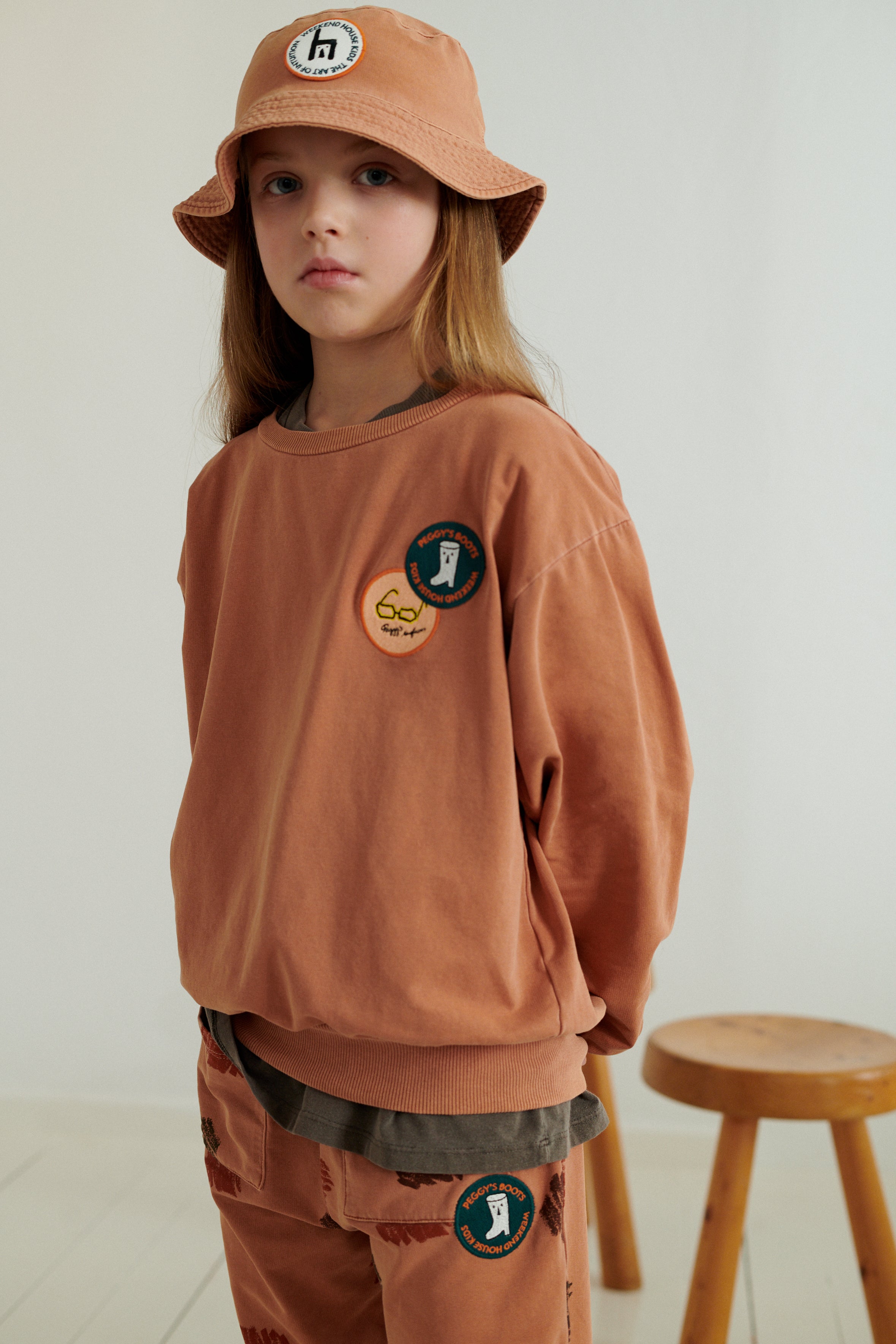 NEW Weekend House Kids Peggy Kid's Sweatshirt Brick Organic Cotton | BIEN BIEN bienbienshop.com