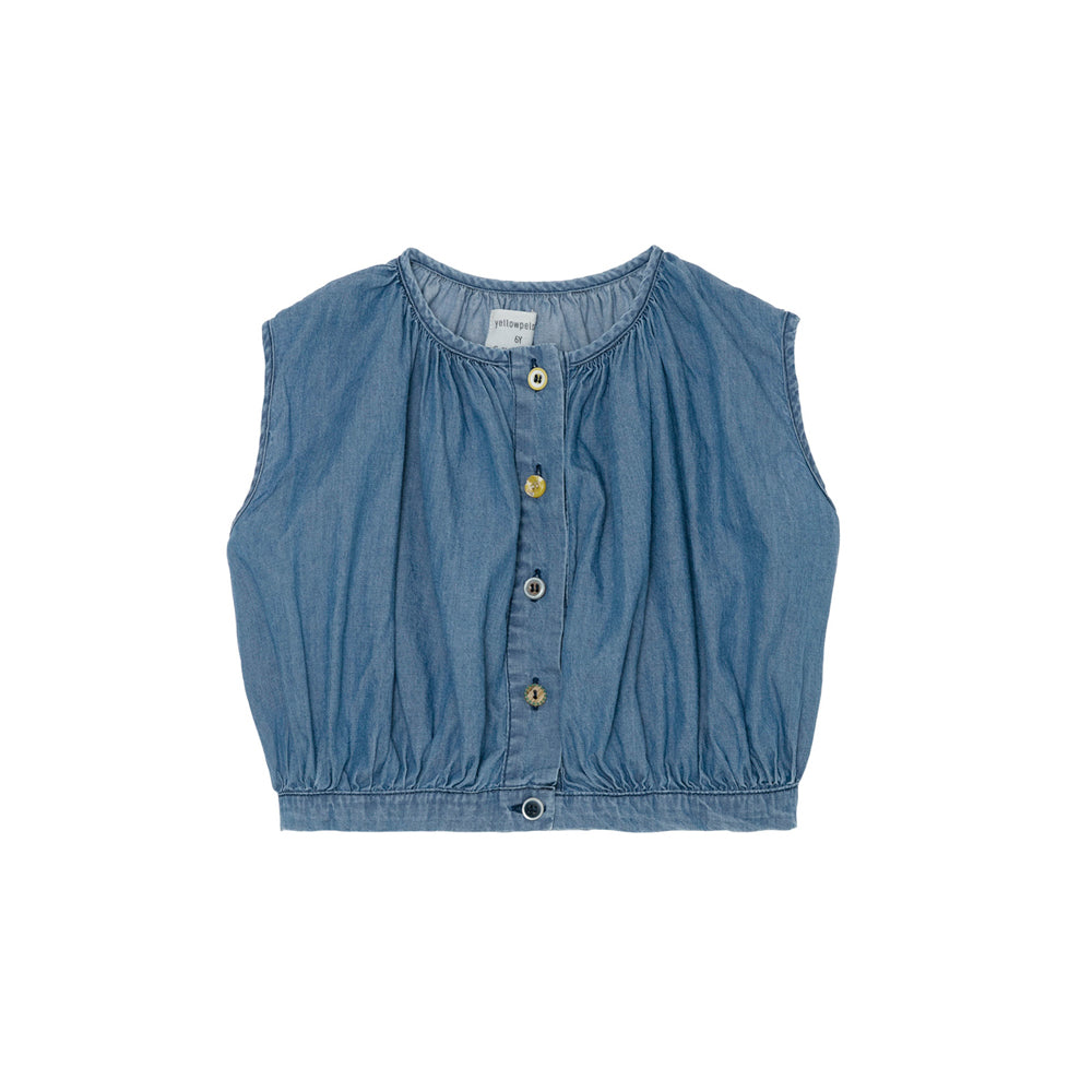 Yellow Pelota Mixed Buttons Baby & Girl's Blouse Denim | BIEN BIEN www.bienbienshop.com