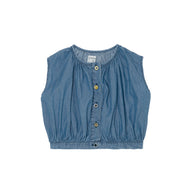 Yellow Pelota Mixed Buttons Baby & Girl's Blouse Denim | BIEN BIEN www.bienbienshop.com