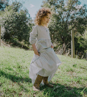NEW Nico Nico Athena Kid's Prairie Maxi Dress Peach Stripe | BIEN BIEN bienbienshop.com