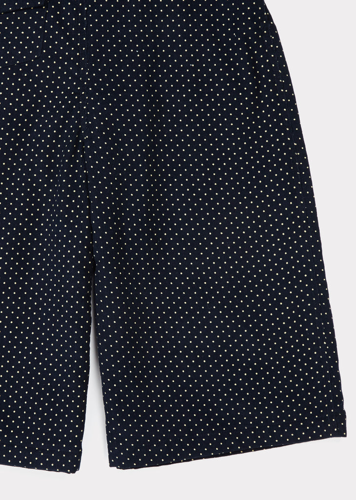 Caramel Tortoise Kid's Babycord Culottes in Navy Dot | BIEN BIEN