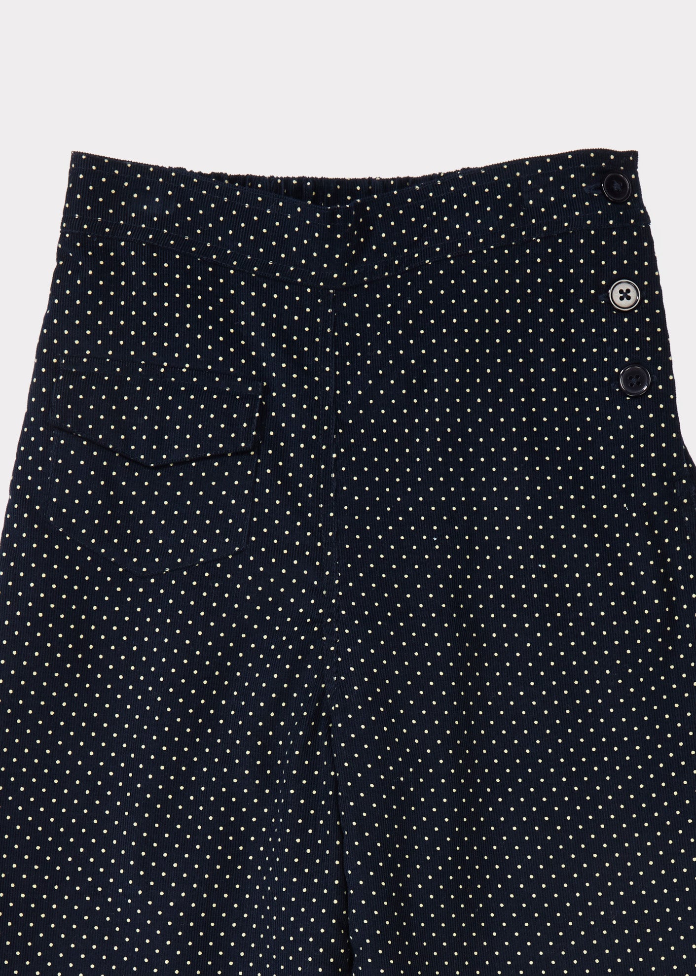 Caramel Tortoise Kid's Babycord Culottes in Navy Dot | BIEN BIEN