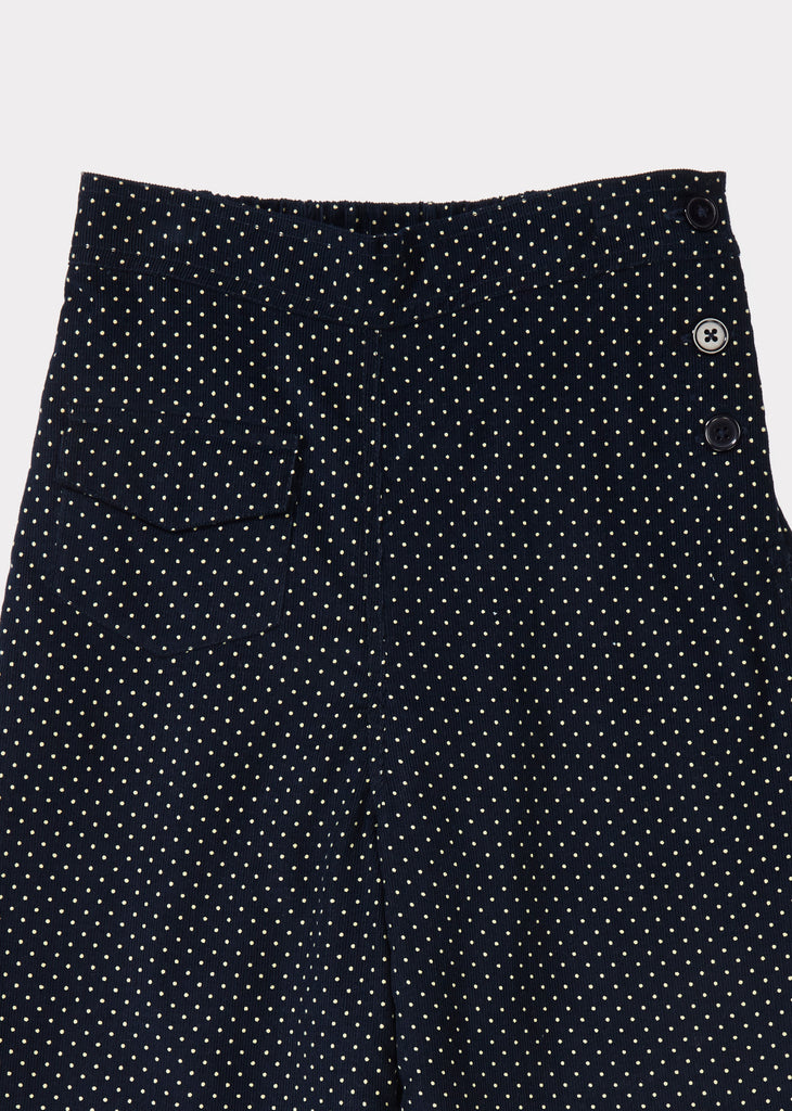Caramel Tortoise Kid's Babycord Culottes in Navy Dot | BIEN BIEN