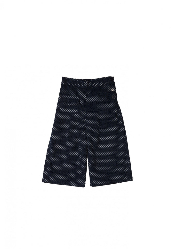 Caramel Tortoise Kid's Babycord Culottes in Navy Dot | BIEN BIEN