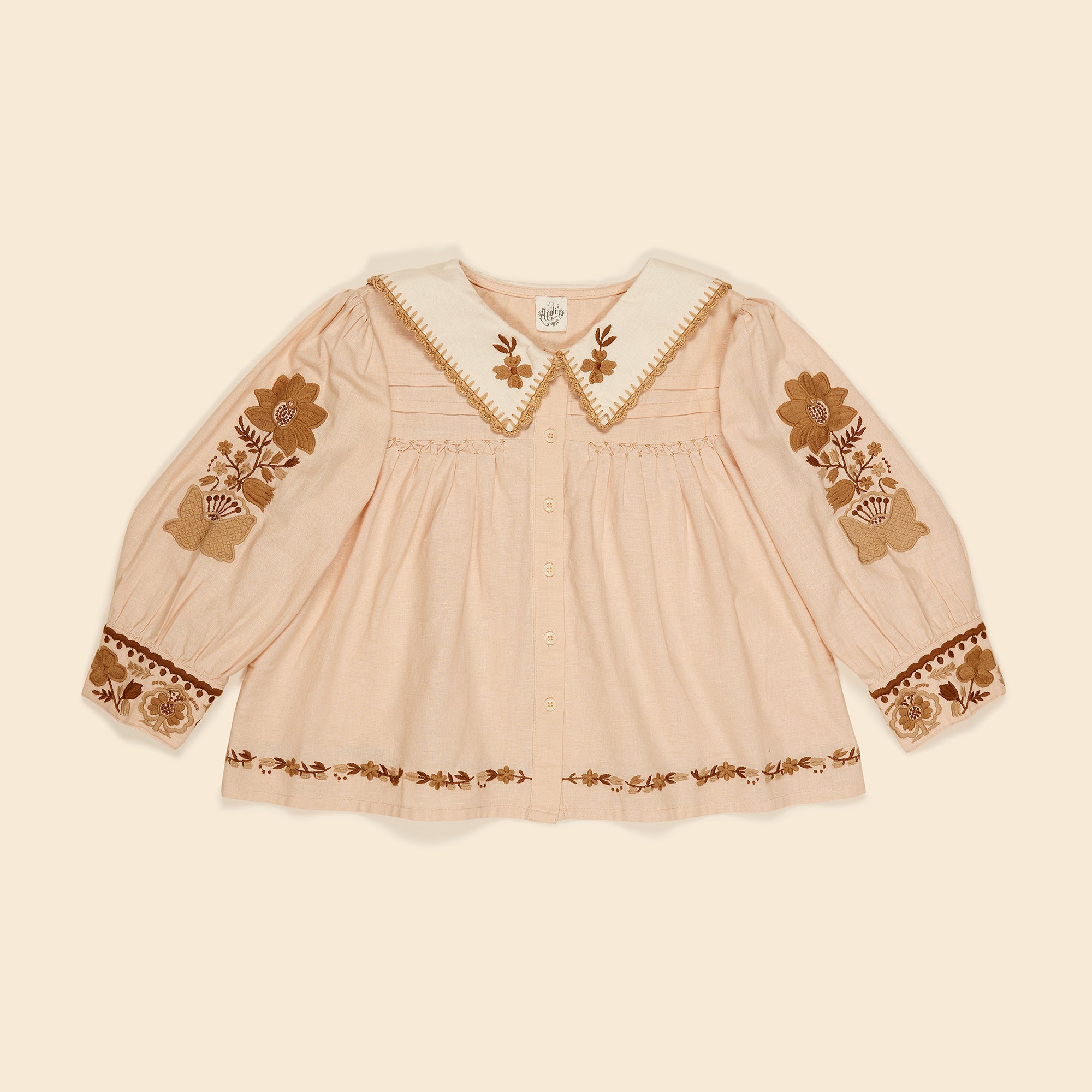 Apolina Bette Embroidered Blouse Pink Sand | BIEN BIEN