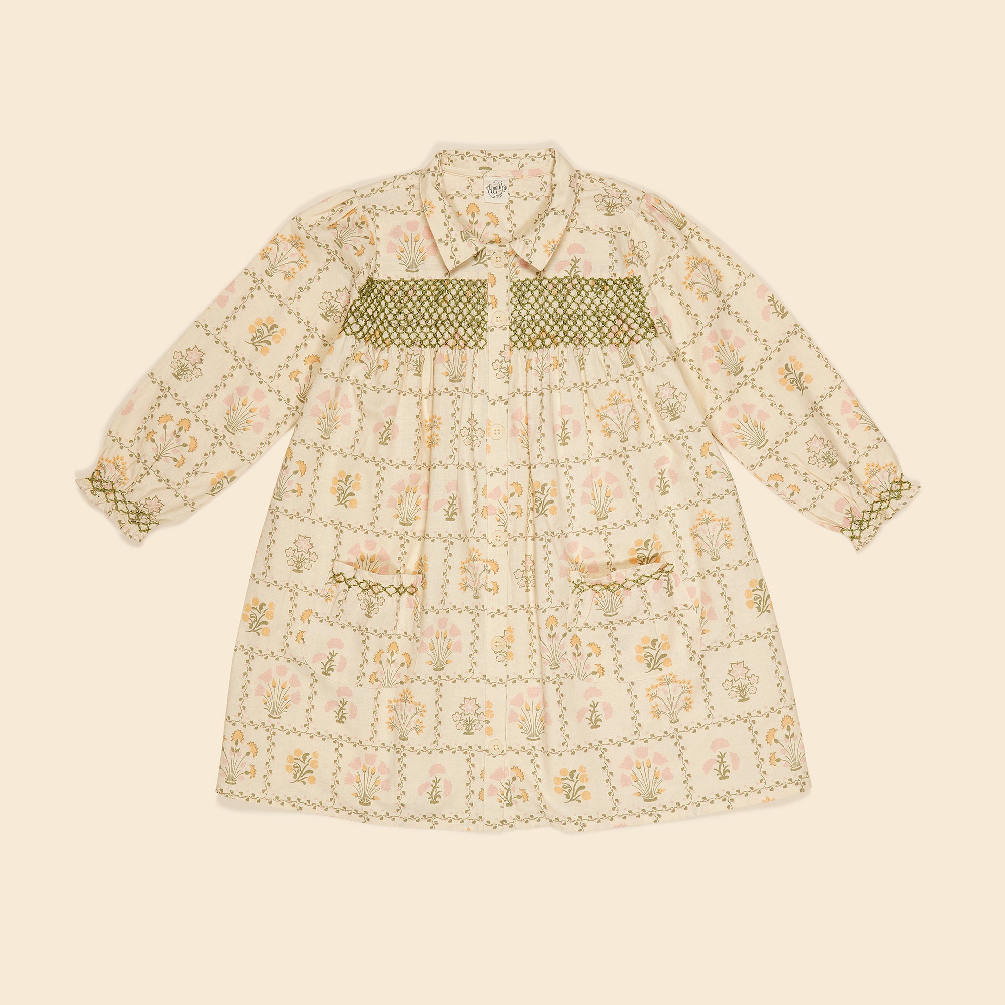 Apolina Aline Smock Shirtdress Cabin Quilt Floral Cream | BIEN BIEN