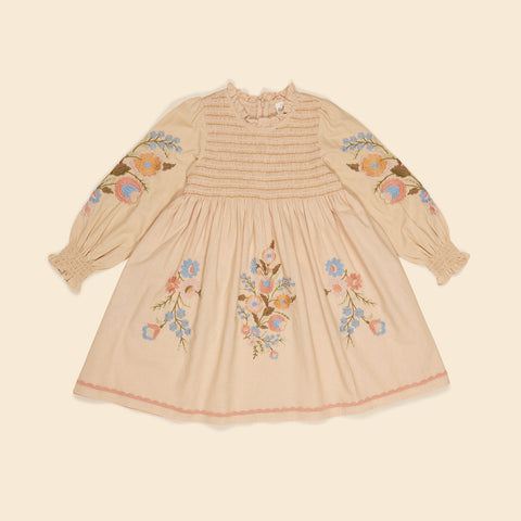 Apolina Mia Embroidered Dress Almond | BIEN BIEN