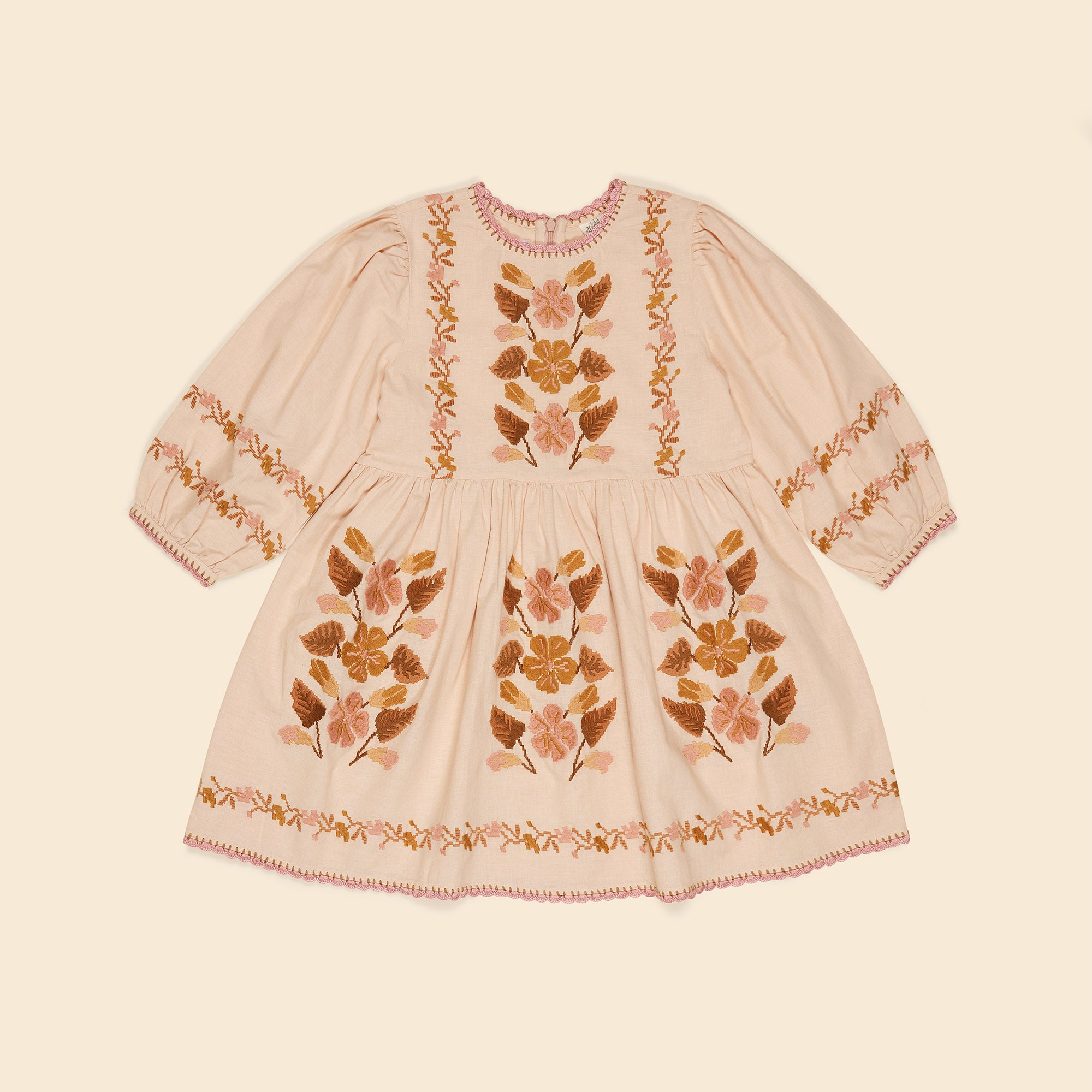 Apolina Penelope Embroidered Dress Pink Sand | BIEN BIEN