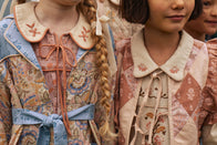 Apolina Elvi Shirtdress Woodland Floral Cream Folk Floral Blue Mist | BIEN BIEN