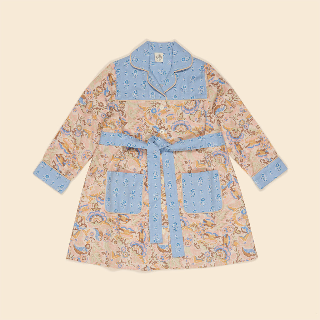 Apolina Elvi Shirtdress Woodland Floral Cream Folk Floral Blue Mist | BIEN BIEN
