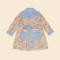 Apolina Elvi Shirtdress Woodland Floral Cream Folk Floral Blue Mist | BIEN BIEN