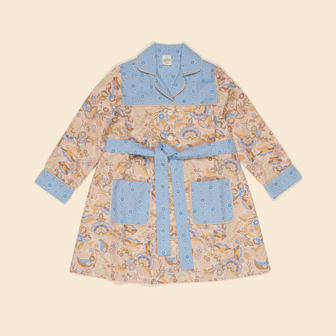Apolina Elvi Shirtdress Woodland Floral Cream Folk Floral Blue Mist | BIEN BIEN