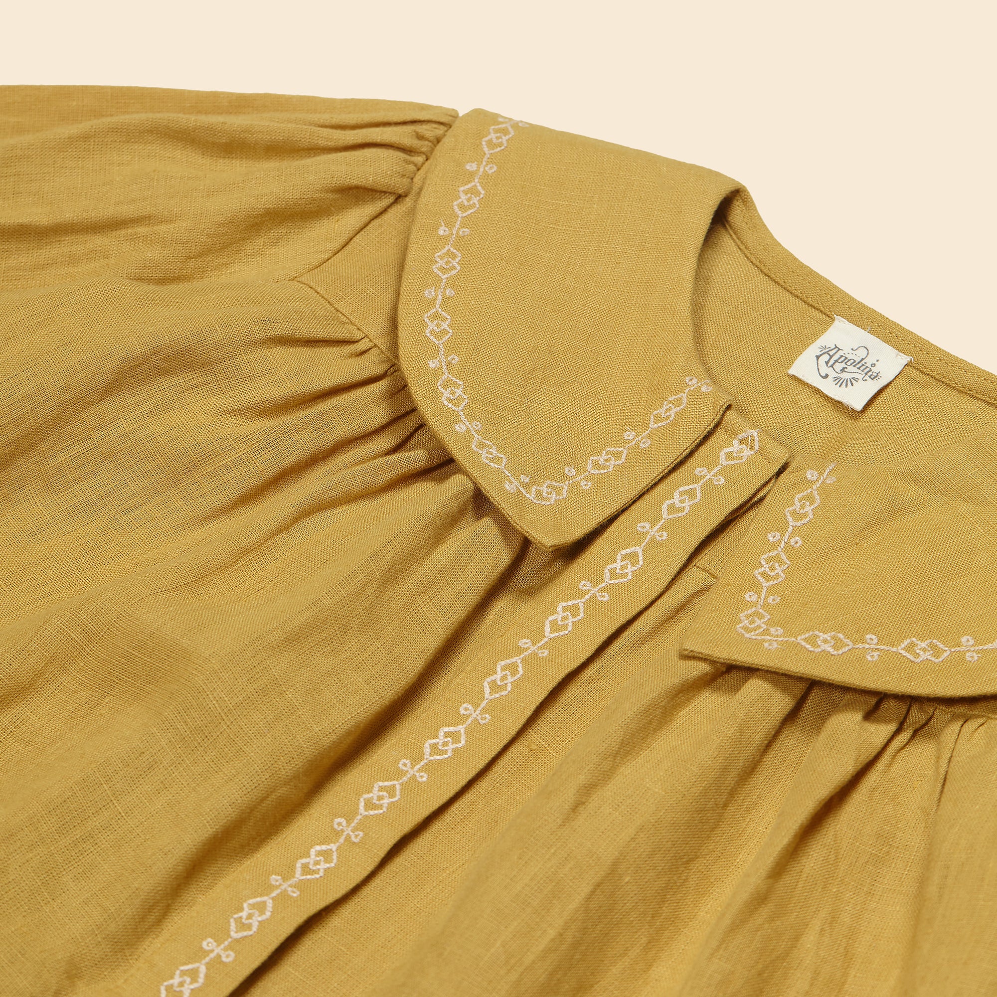 Apolina Carlotta Embroidered Blouse Goldenrod Linen | BIEN BIEN