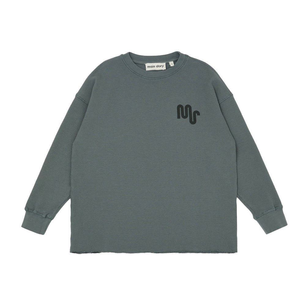 Main Story UK Kid's Waffle T-shirt Pewter | Organic Cotton | BIEN BIEN