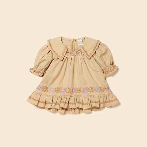 Apolina Betsy Kid's Short Sleeve Embroidered Blouse Dove | BIEN BIEN bienbienshop.com