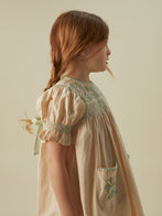 Apolina Dora Kid's Embroidered Dress Millk Ivory Linen | BIEN BIEN bienbienshop.com