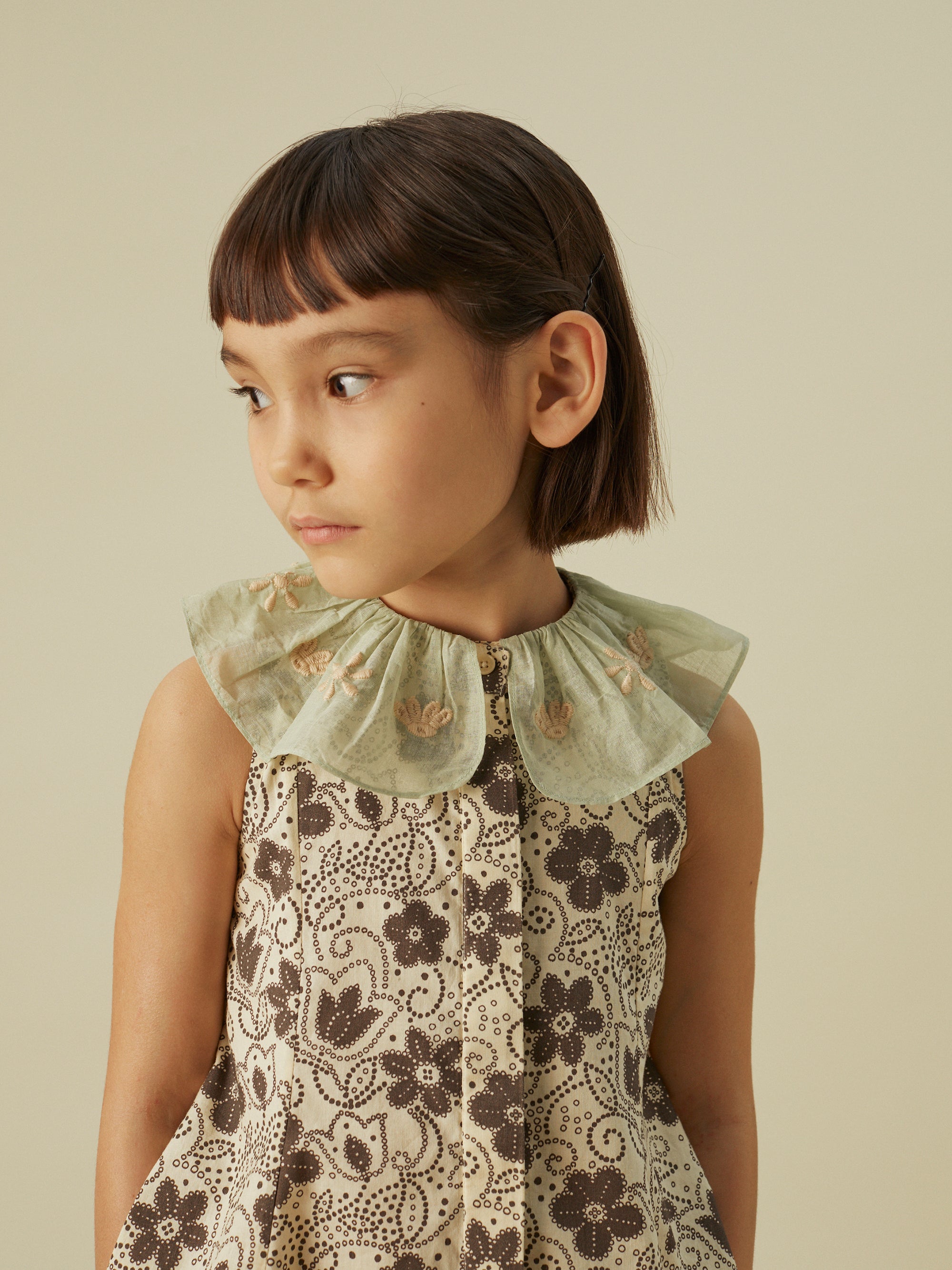 Apolina Gala Kid's Embroidered Dress Bellflower Wren Organic Cotton Poplin Organdie Collar | BIEN BIEN bienbienshop.com