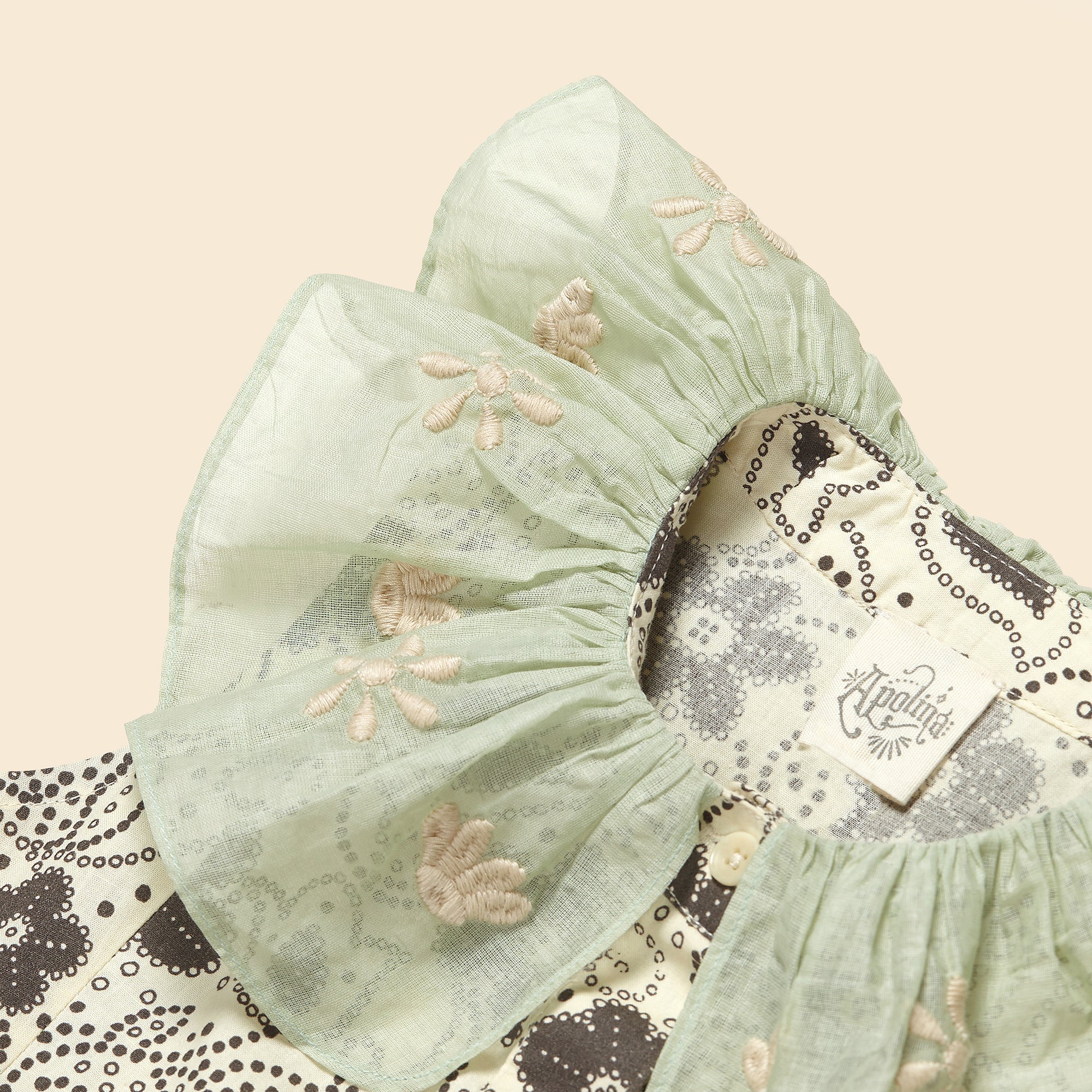 Apolina Gala Kid's Embroidered Dress Bellflower Wren Organic Cotton Poplin Organdie Collar | BIEN BIEN bienbienshop.com