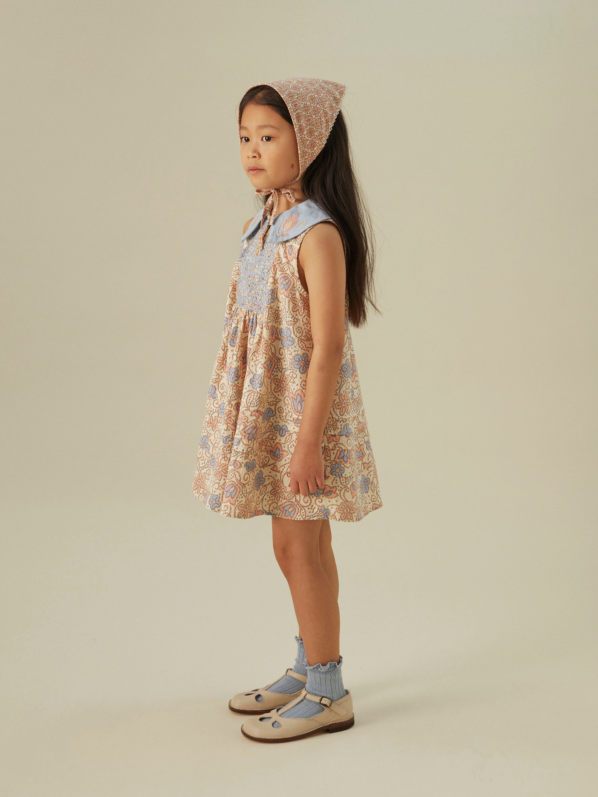 Apolina Inga Kid's Collared Dress Bellflower Carnation | BIEN BIEN bienbienshop.com