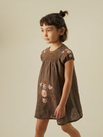Apolina Maren Kid's Dress Wren Linen Pink Embroidery | BIEN BIEN bienbienshop.com