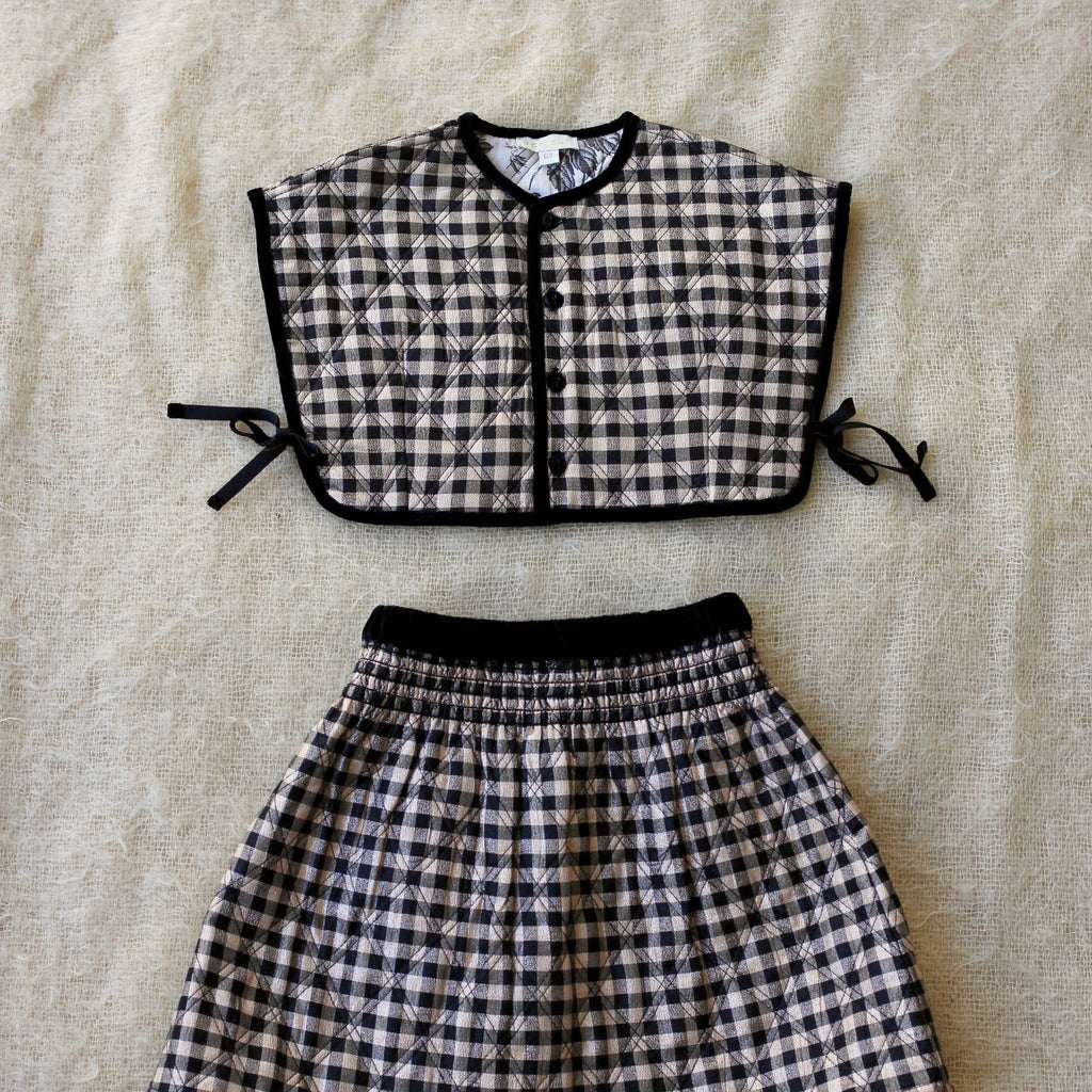 SALE Bonjour Kid's Lurex Black Vichy Gingham Quilted Top & Skirt Set | BIEN BIEN bienbienshop.com