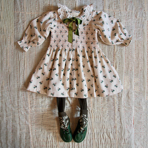 Bonjour Kid's Romantic Long Tunique Dress Hazelnut Flowers | BIEN BIEN