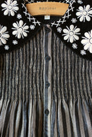 Bonjour Kid's Tunique Lurex Black Stripes Embroidered Collar BIEN BIEN bienbienshop.com