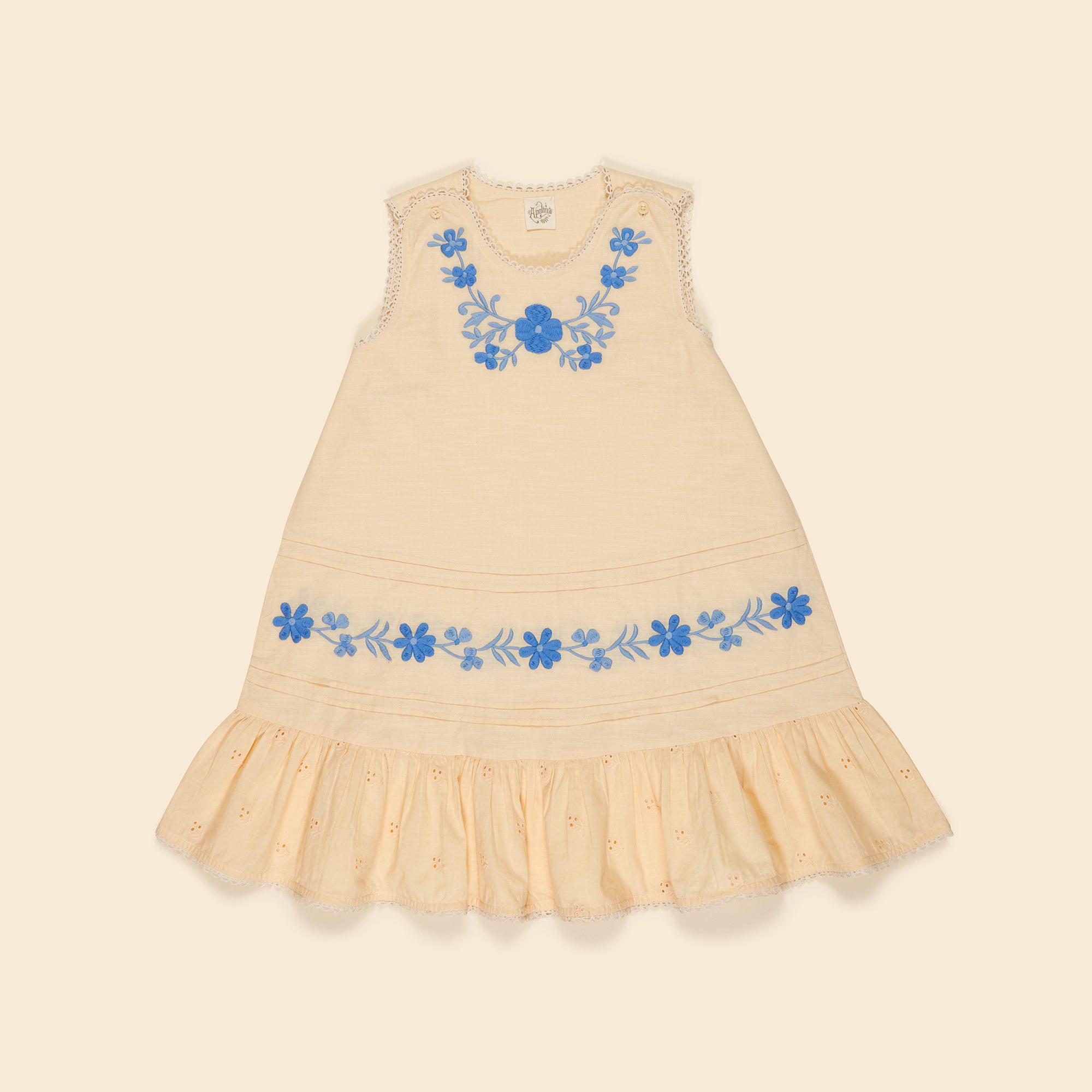 Apolina Clara Kid's Embroidered Smock Dress Milk Broderie | BIEN BIEN