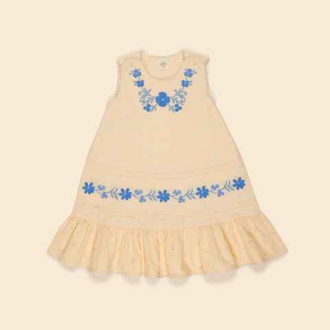 Apolina Clara Kid's Embroidered Smock Dress Milk Broderie | BIEN BIEN