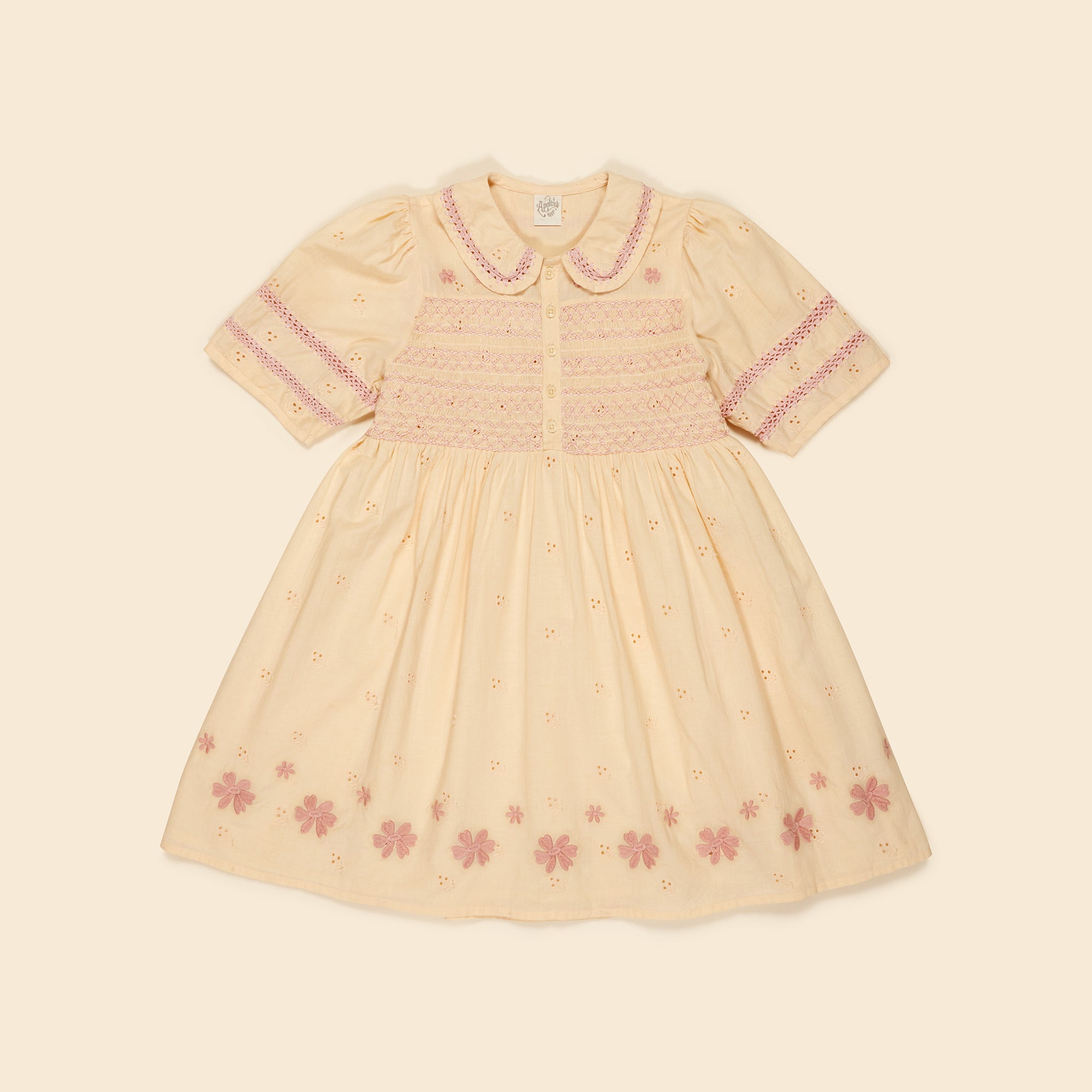 Apolina Lucie Kid's Embroidered Dress Milk White Broderie | BIEN BIEN