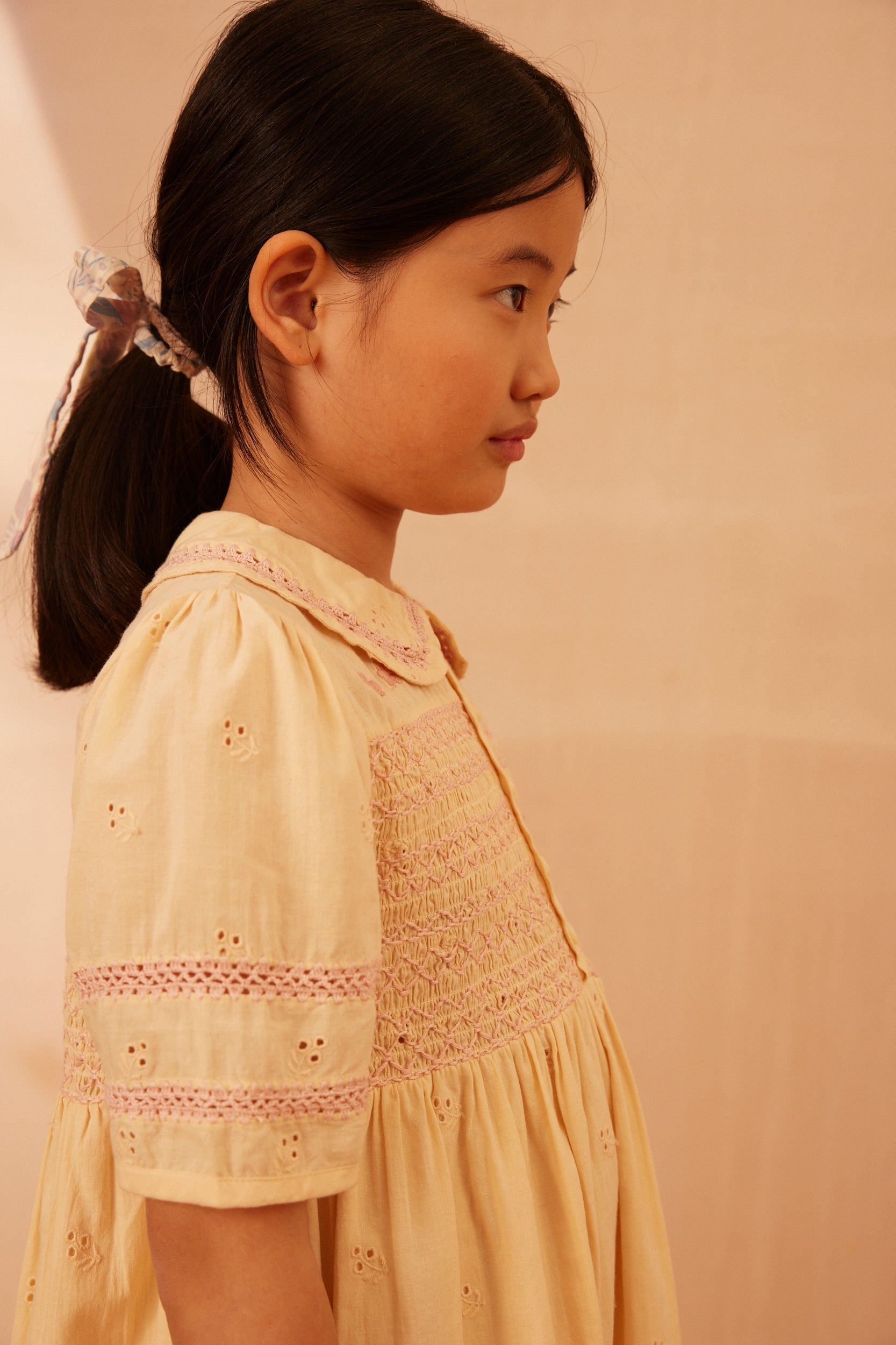 Apolina Lucie Kid's Embroidered Dress Milk White Broderie | BIEN BIEN