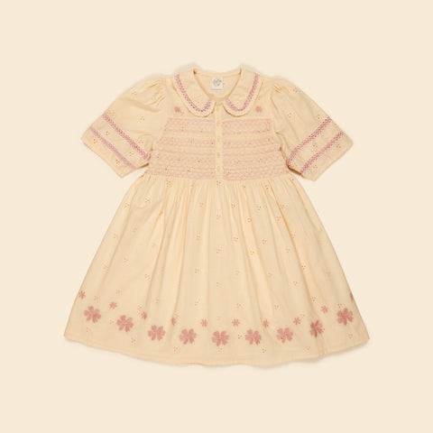 Apolina Lucie Kid's Embroidered Dress Milk White Broderie | BIEN BIEN