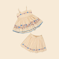 Apolina Magrit Kid's Embroidered Short Set Milk| BIEN BIEN